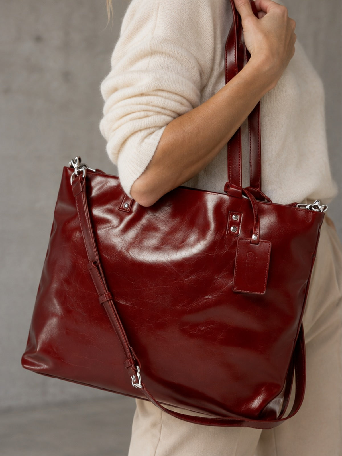 Bolso Tote Versátil Brillo - Burdeos