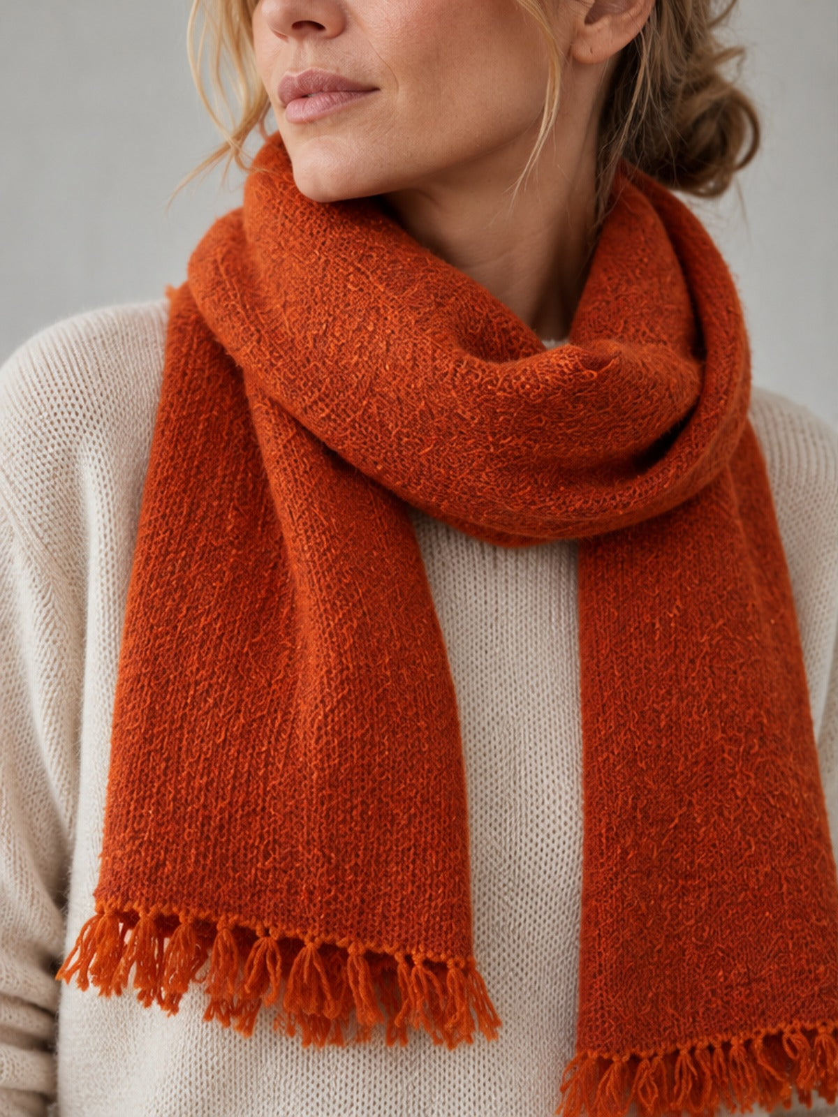 Bufanda Elegante con Flecos - Naranja