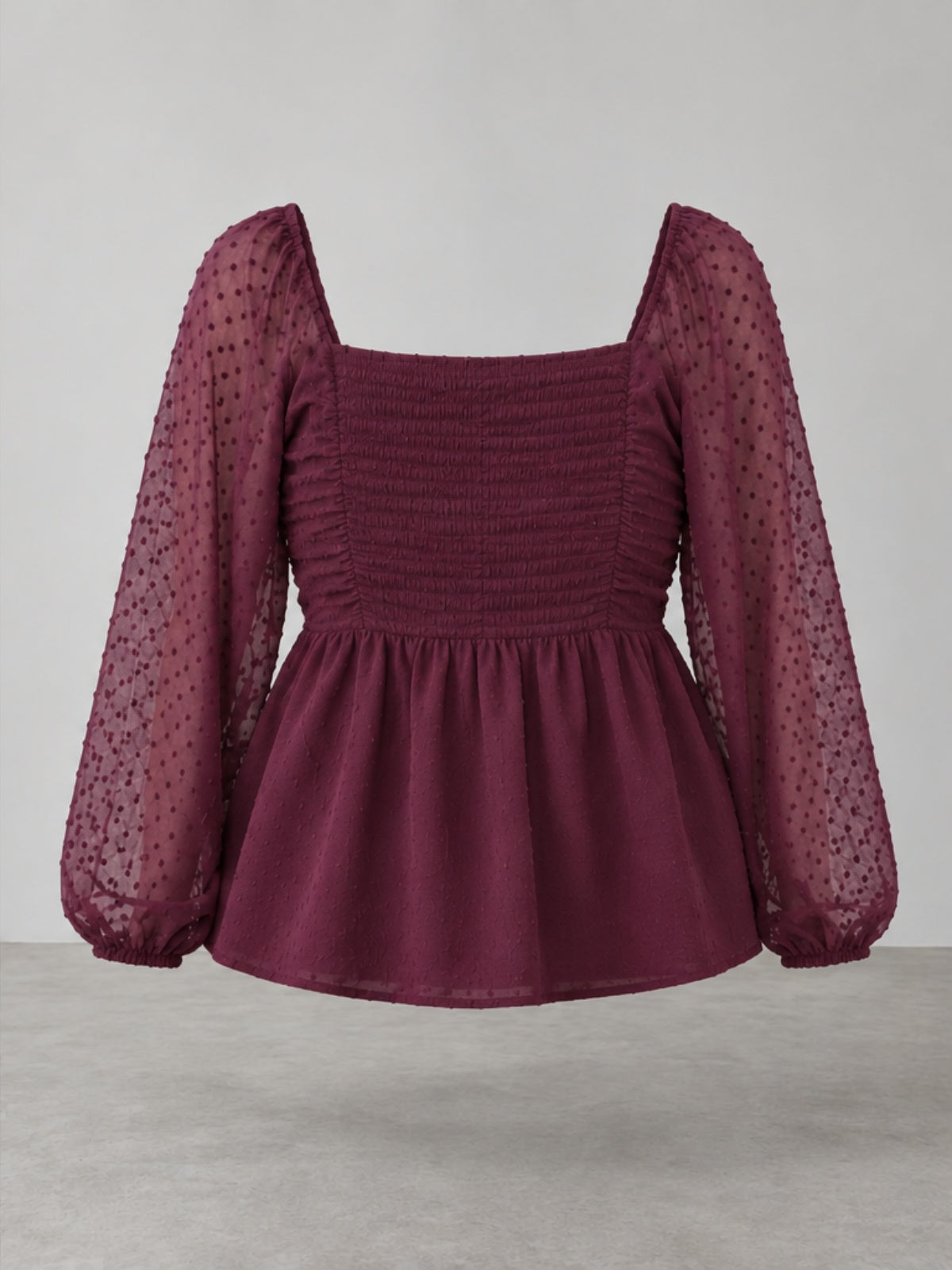 Blusa Fruncida con Espalda Texturizada - Ciruela