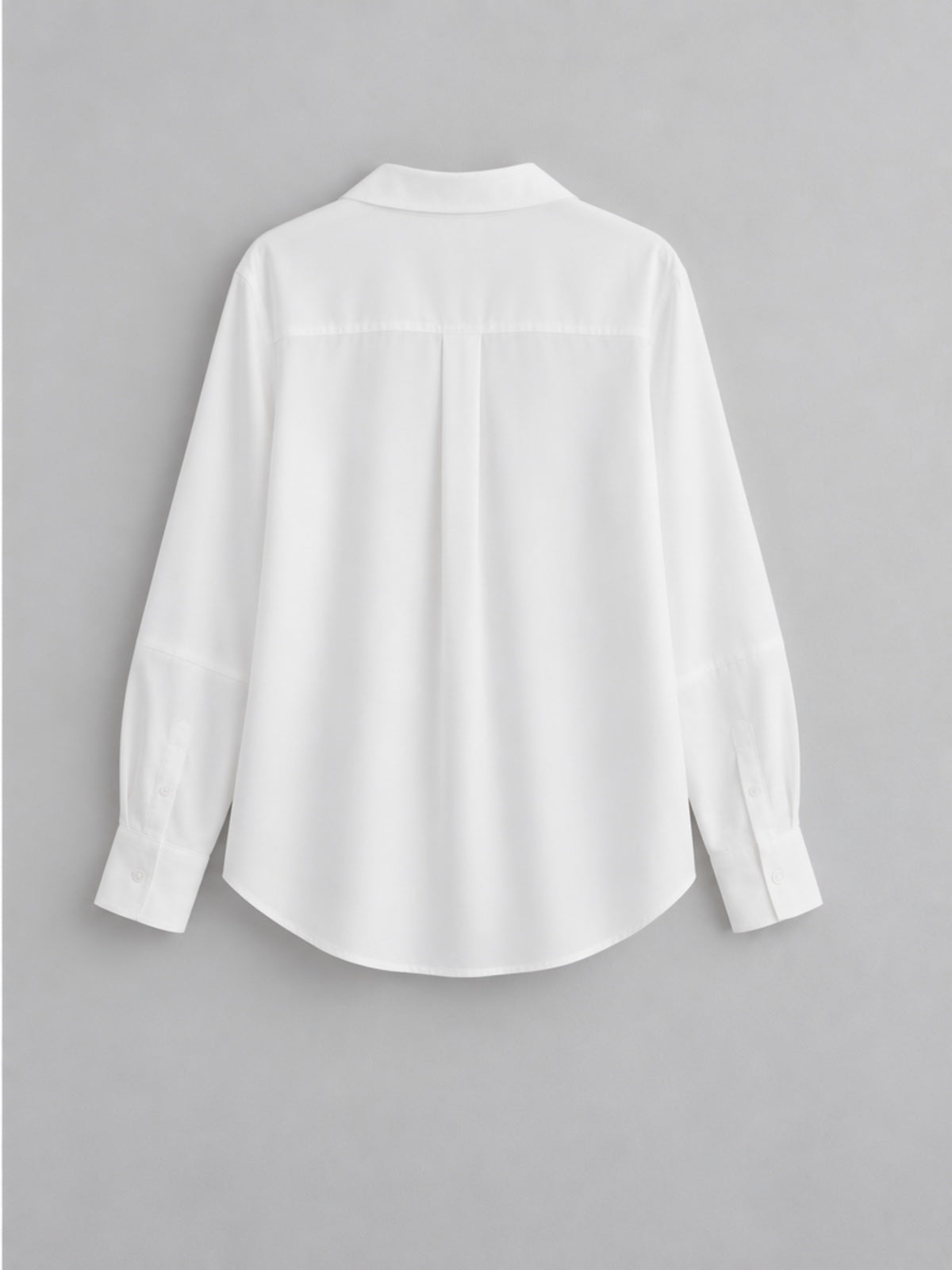 Camisa de Corte Curvo con Botones - Blanco