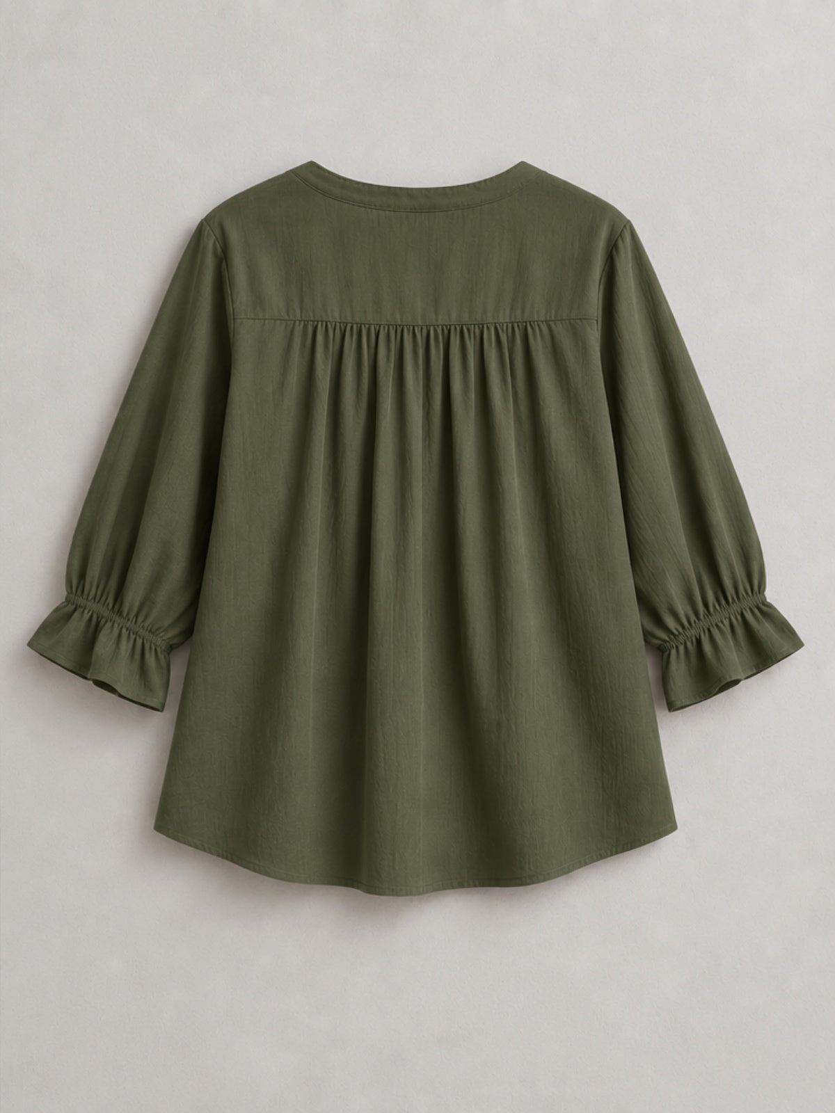 Blusa Bordada con Lazo al Cuello - Verde Oliva