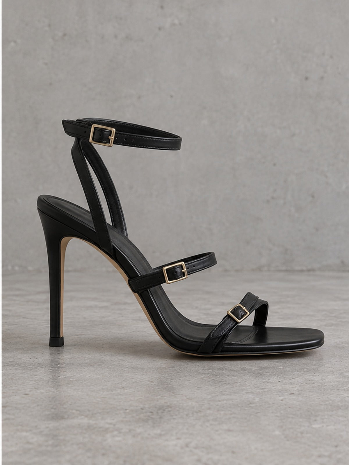 Sandalia Elegante Tacón Hebillas - Negro