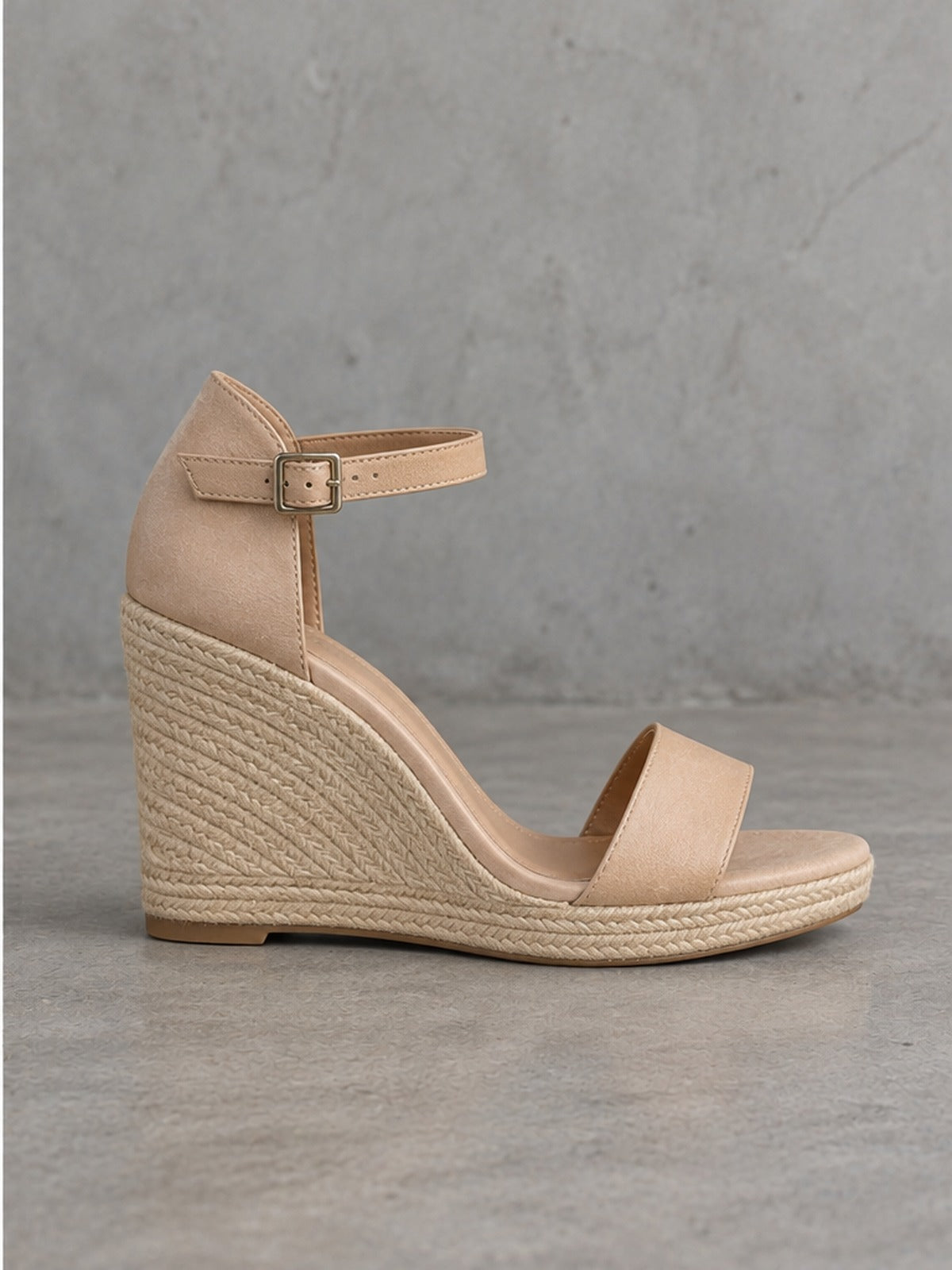 Sandalia Tacón Cuña Versátil Suave - Beige