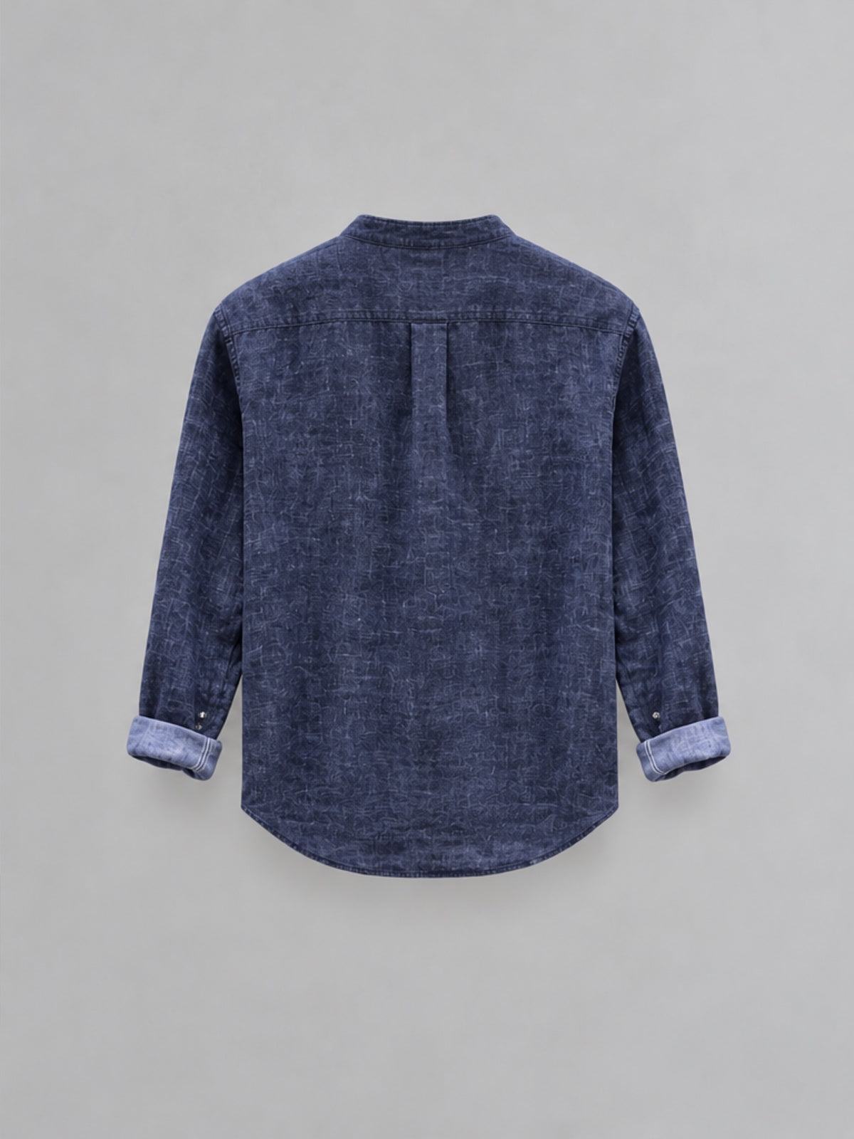 Camisa Cuello Abuelo - Azul Marino
