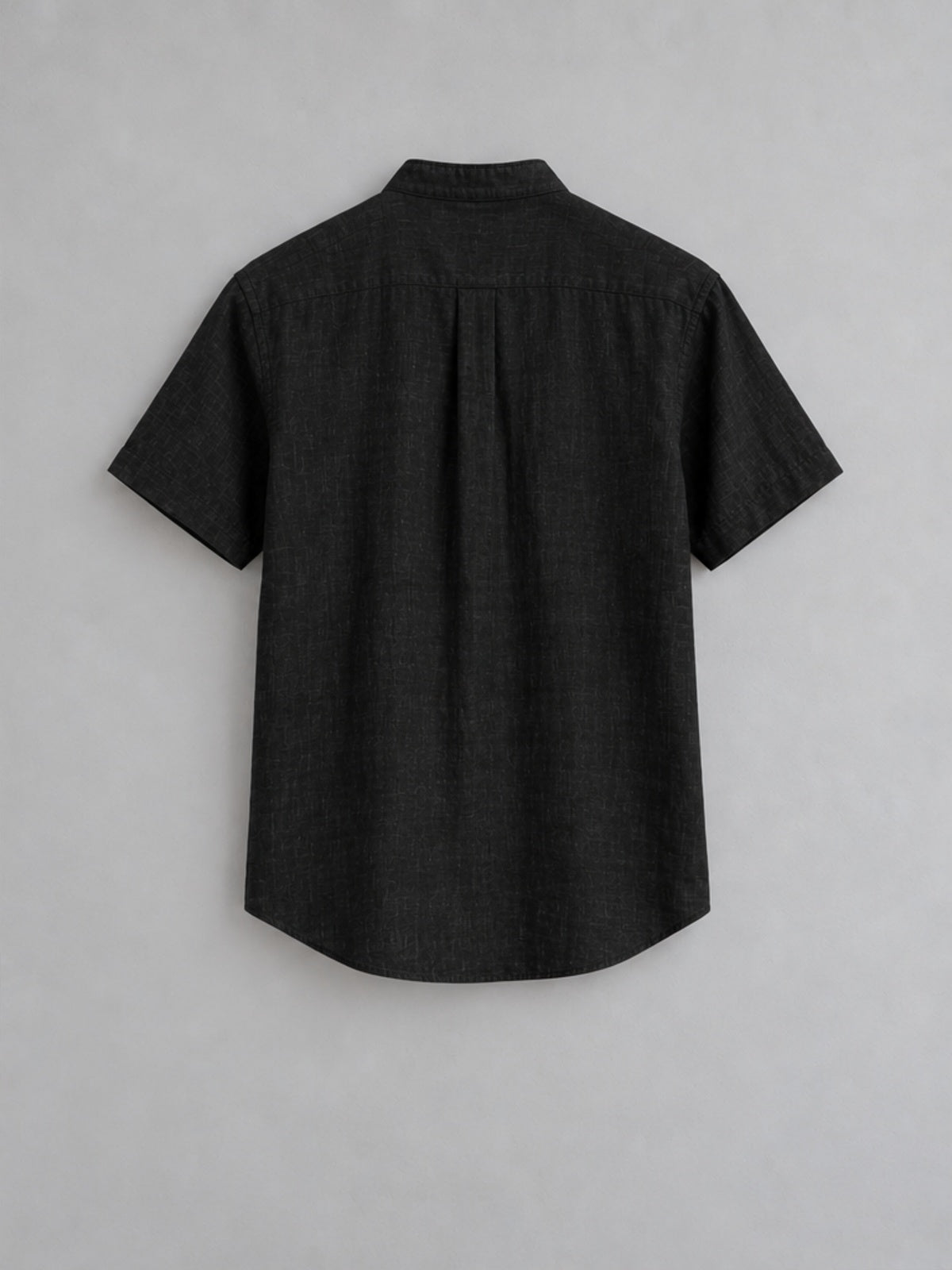 Camisa Cuello Mandarín de Manga Corta - Negro