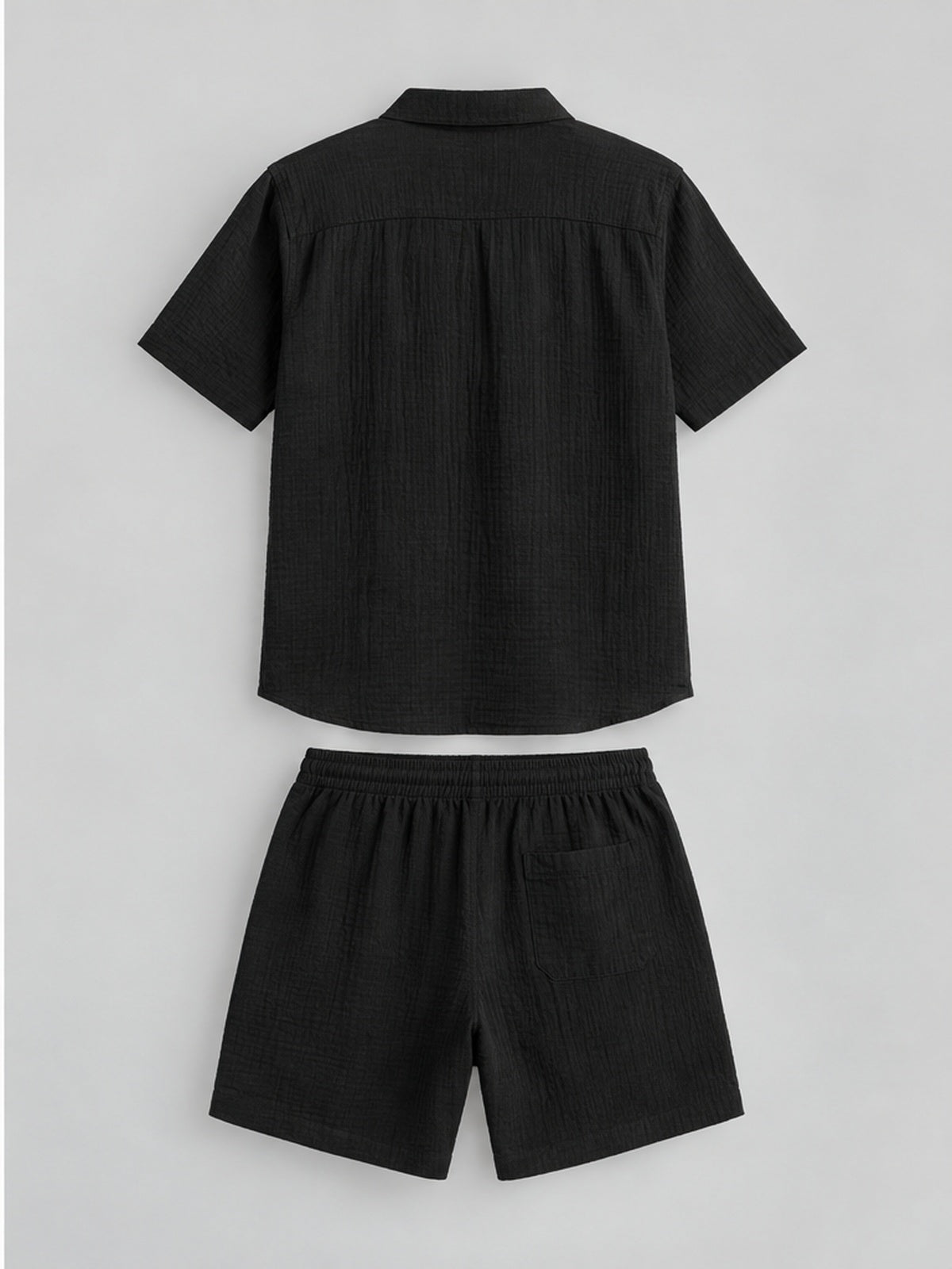 Conjunto Camisa y Bermuda de Textura - Negro