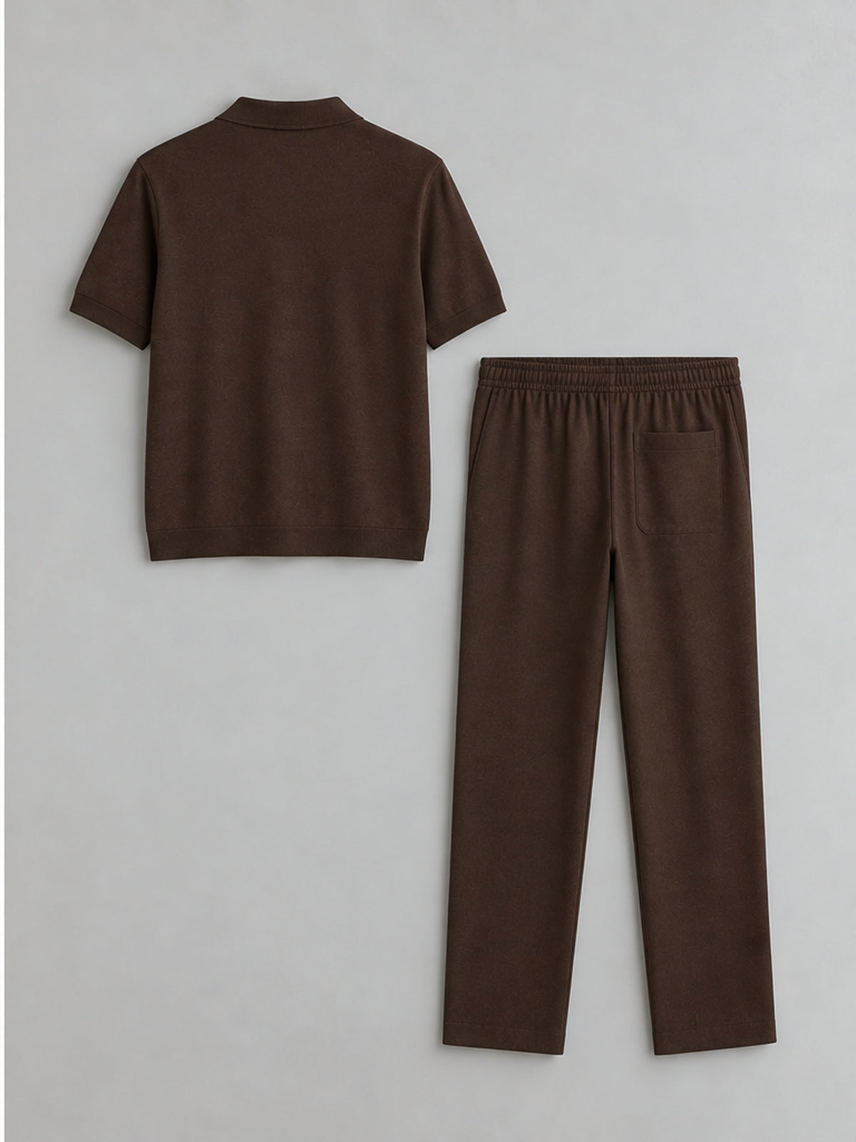 Conjunto Polo de Punto y Pantalón - Marrón Chocolate