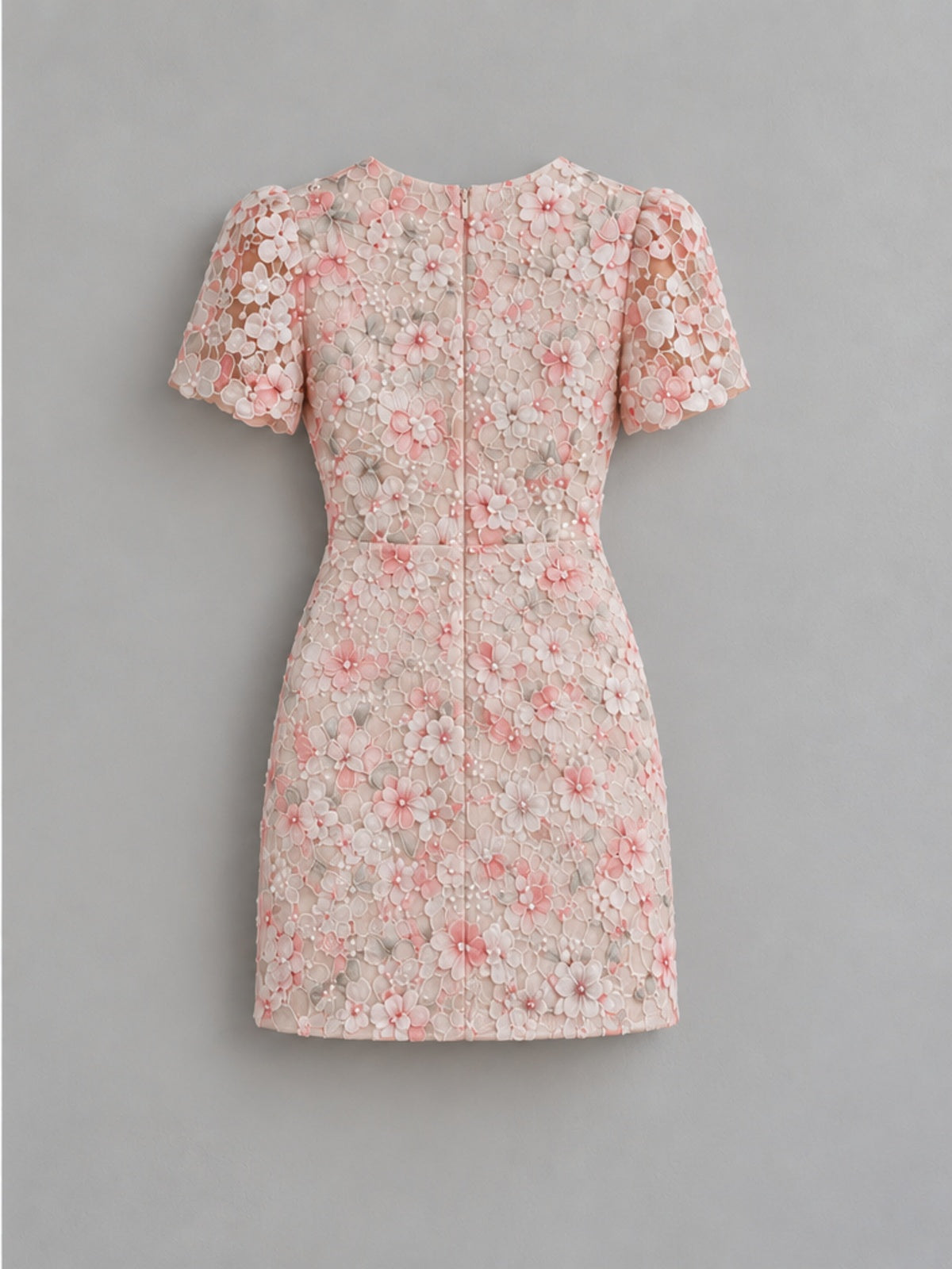 Vestido Mini de Lentejuelas Florales - Marfil