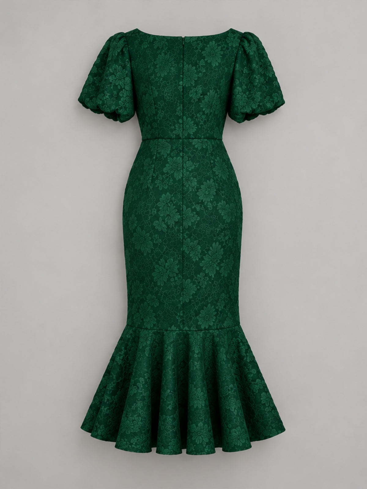 Vestido Midi Mangas Abullonadas - Verde Bosque