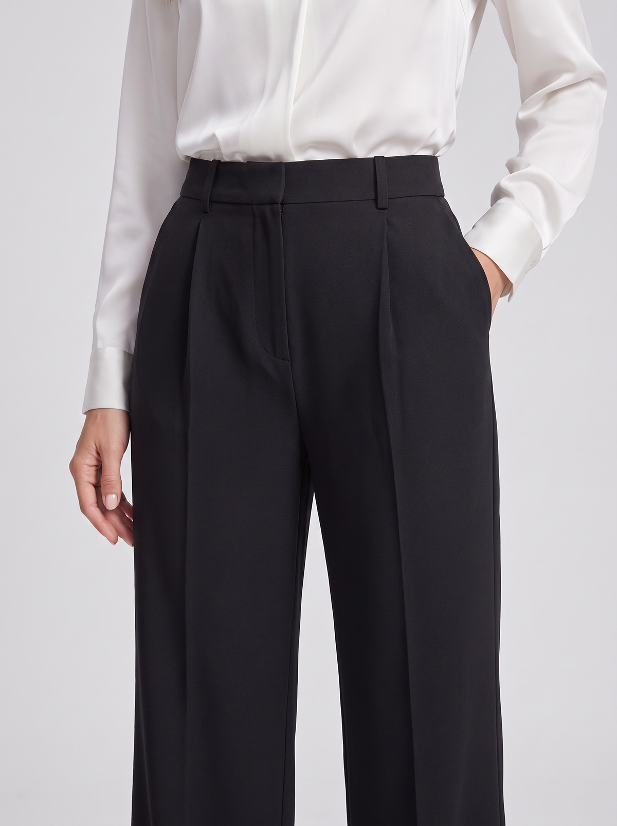 Pantalón Ancho de Oficina - Negro - detalle
