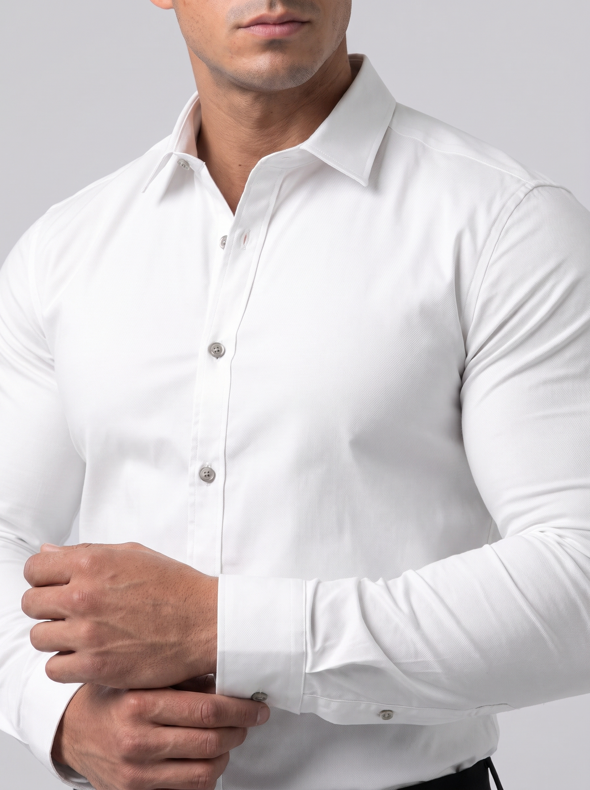 Camisa Stretch Entallada - Blanco - detalle