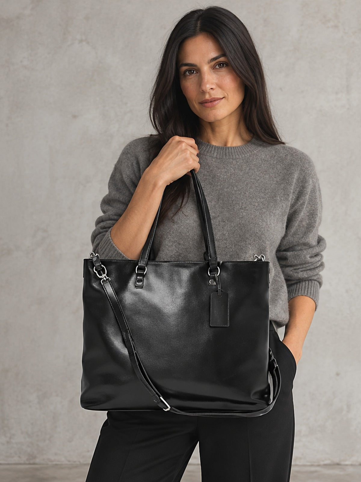 Bolso Tote Elegante Brillo - Negro