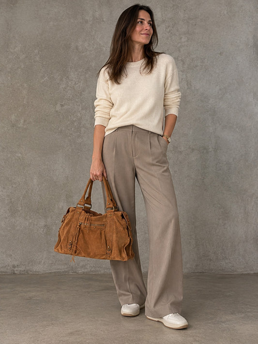 Bolso Satchel Esencial Flecos - Camel