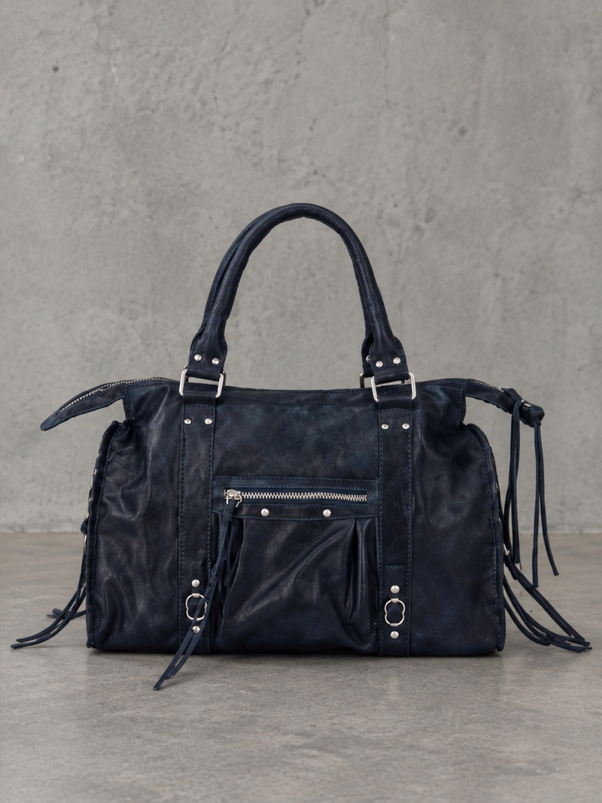 Bolso Satchel Versátil Flecos - Azul Marino