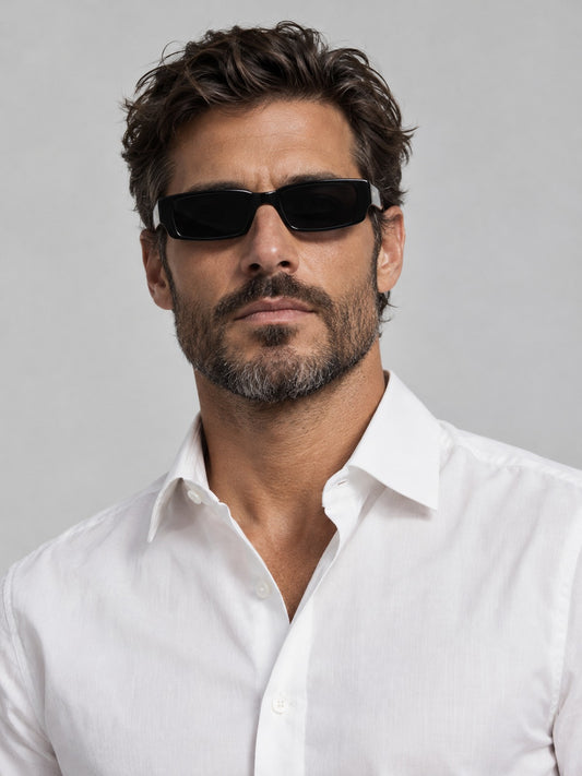 Gafas de Sol Rectangulares Estrechas - Negro