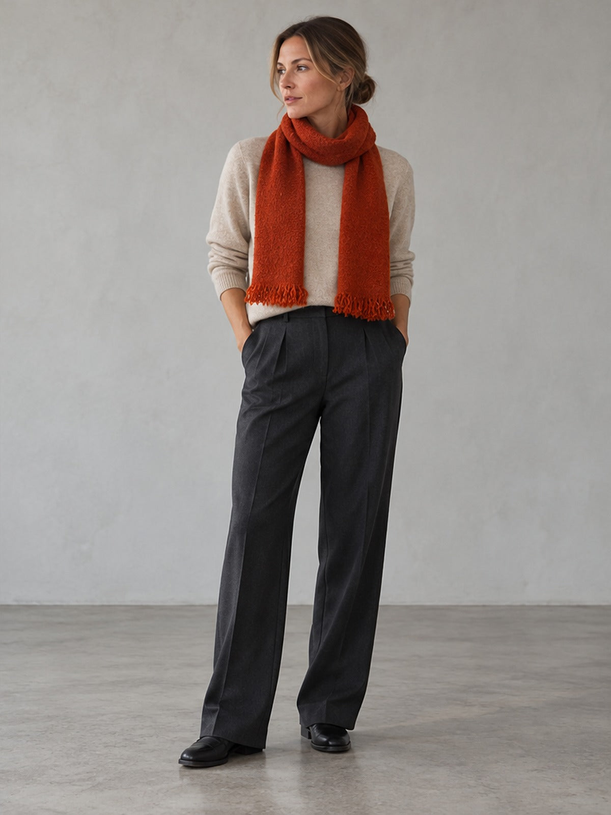 Bufanda Elegante con Flecos - Naranja