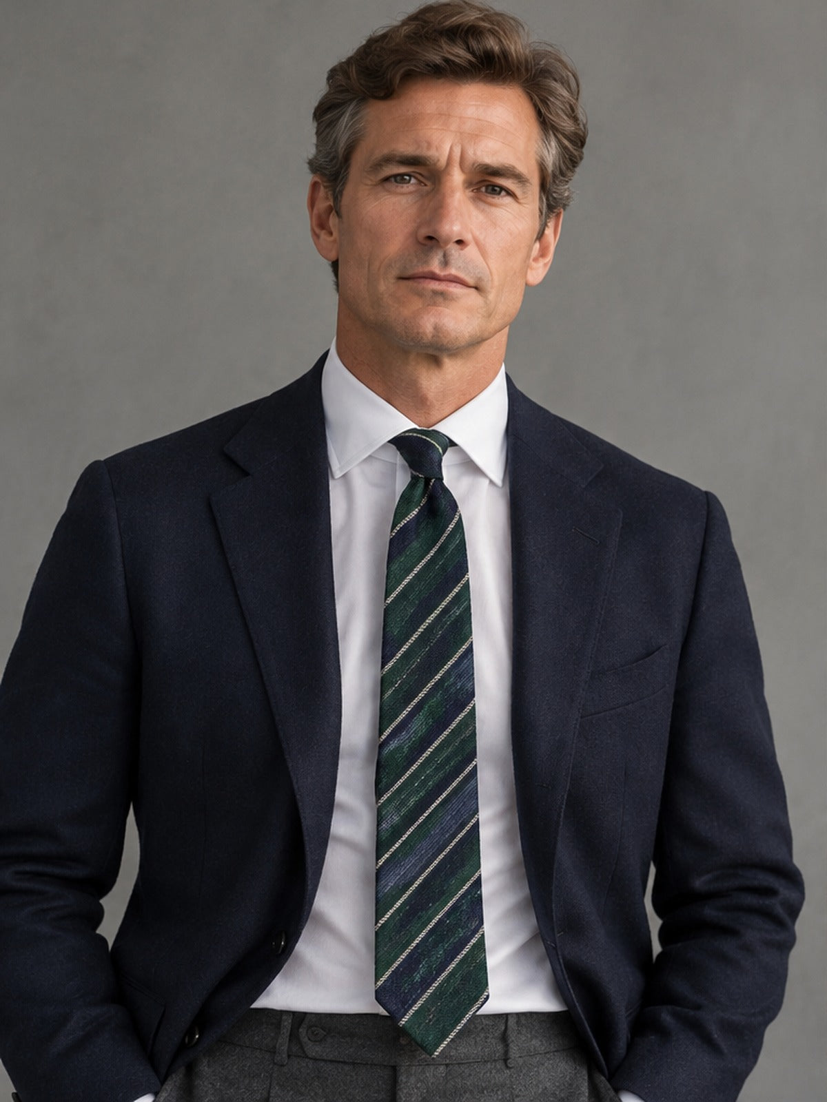 Corbata Rayas Regimental - Verde y Azul