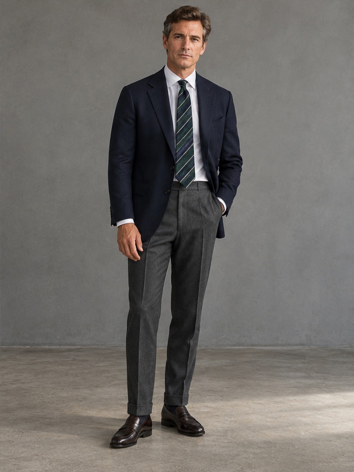 Corbata Rayas Regimental - Verde y Azul