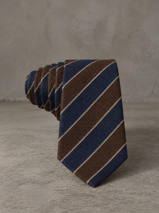 Corbata Rayas Diagonales - Marrón y Azul