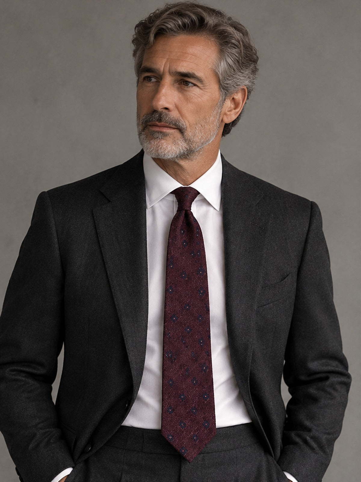 Corbata Estampado Floral - Ciruela