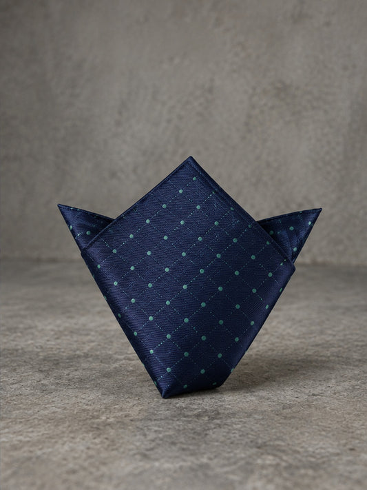 Pañuelo de bolsillo - Azul marino lunares verdes