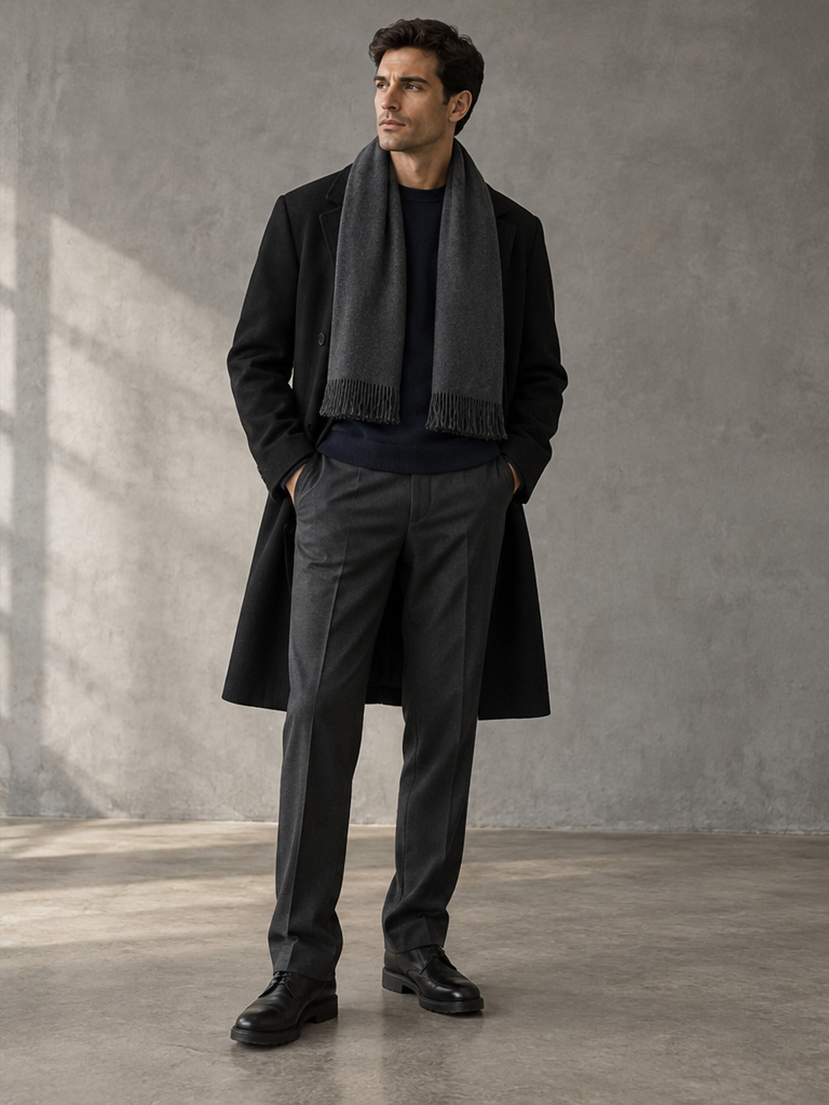 Bufanda Elegante con Flecos - Gris marengo