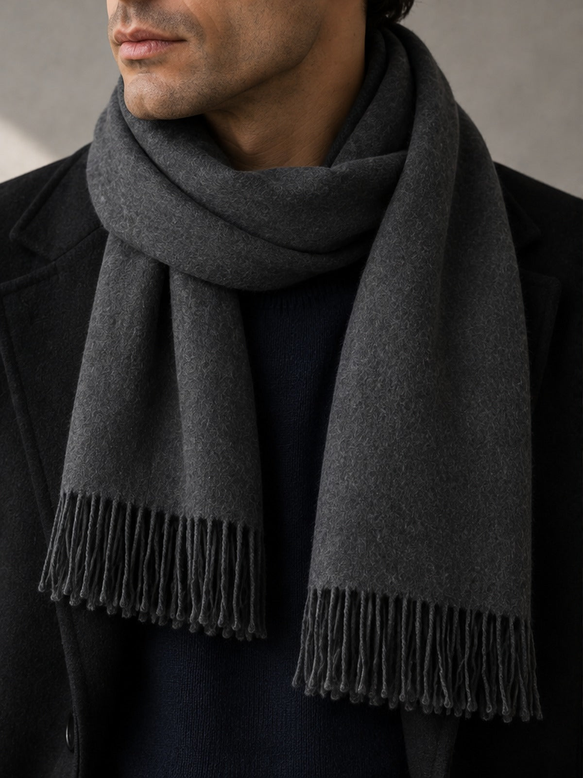 Bufanda Elegante con Flecos - Gris marengo