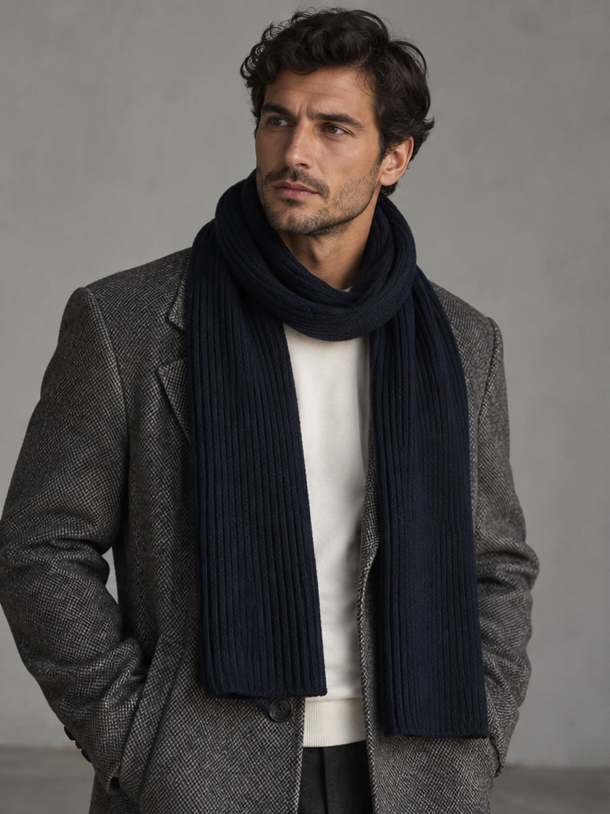 Bufanda Acanalada Elegante - Azul marino