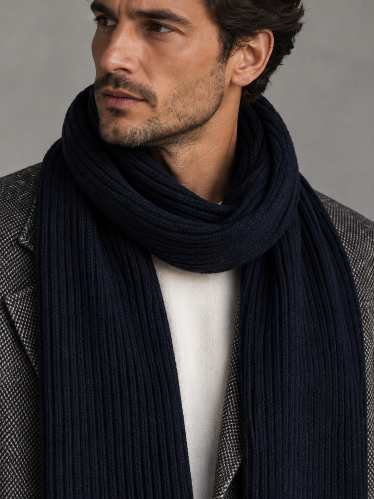 Bufanda Acanalada Elegante - Azul marino