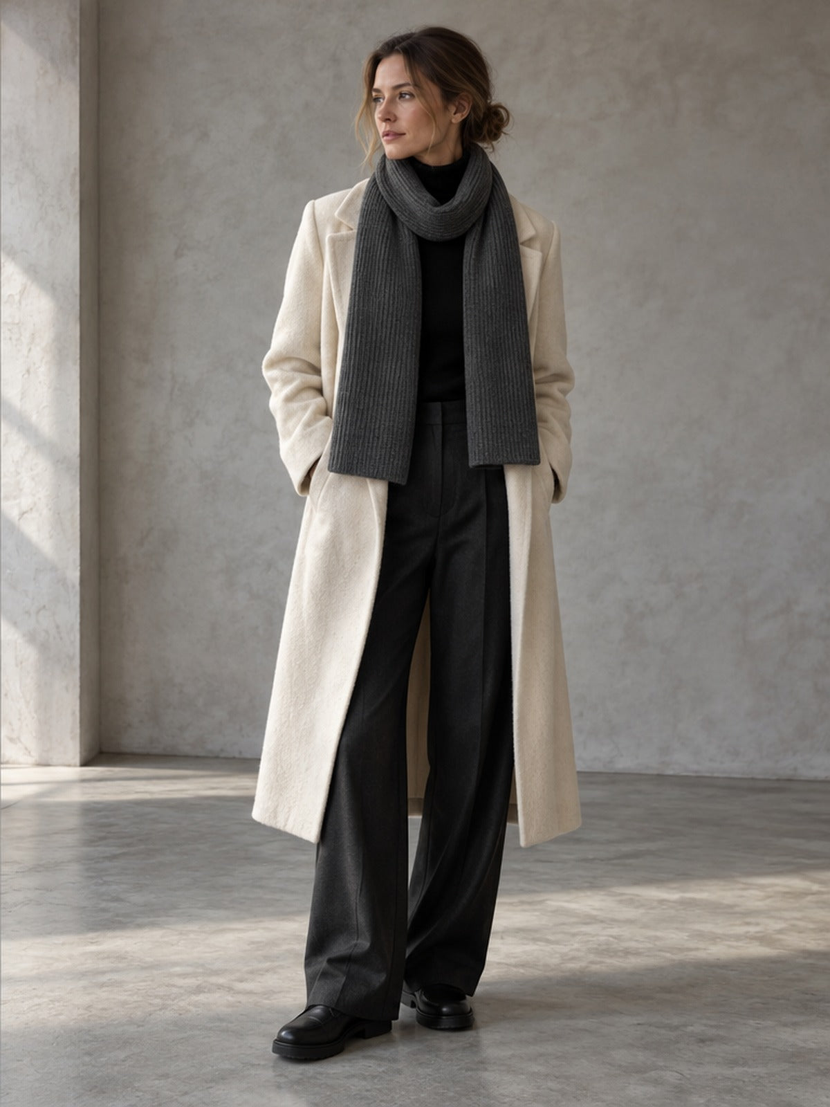 Bufanda Acanalada Elegante - Gris grafito