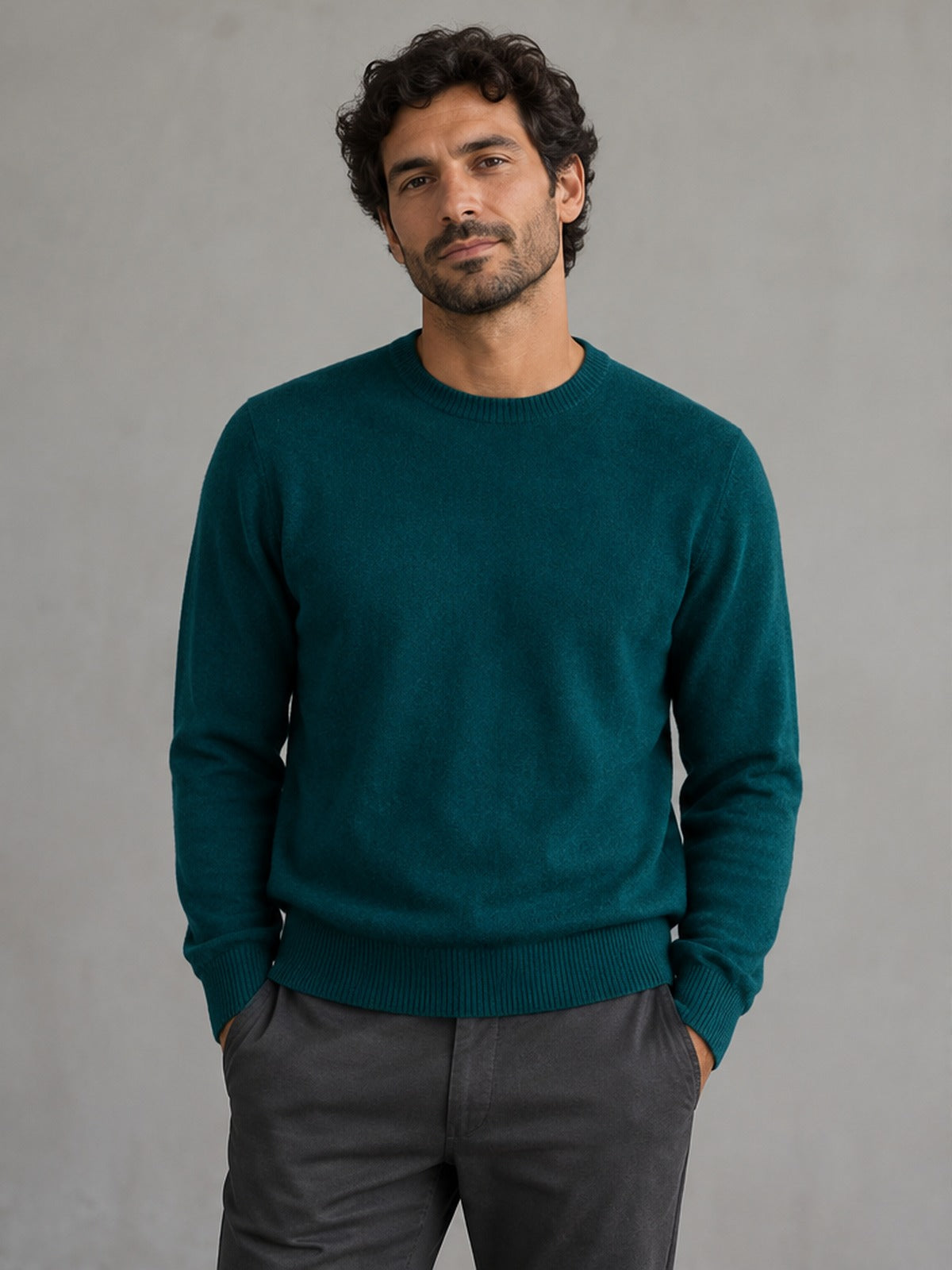 Jersey Elegante Cuello Redondo - Verde petróleo
