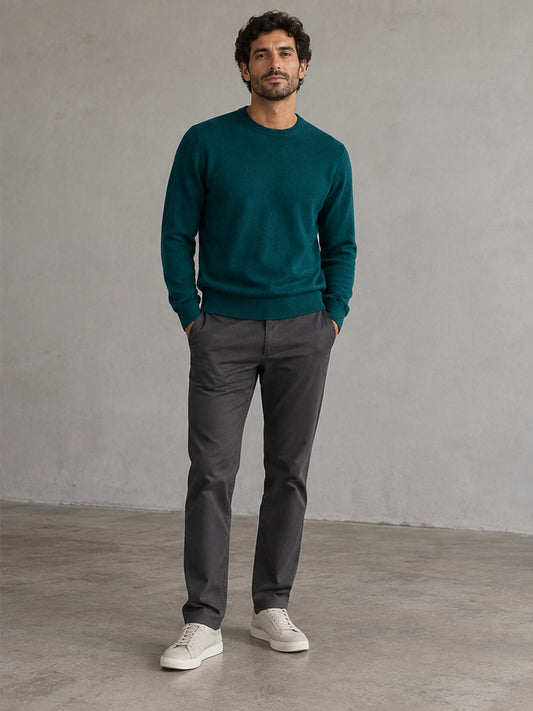 Jersey Elegante Cuello Redondo - Verde petróleo