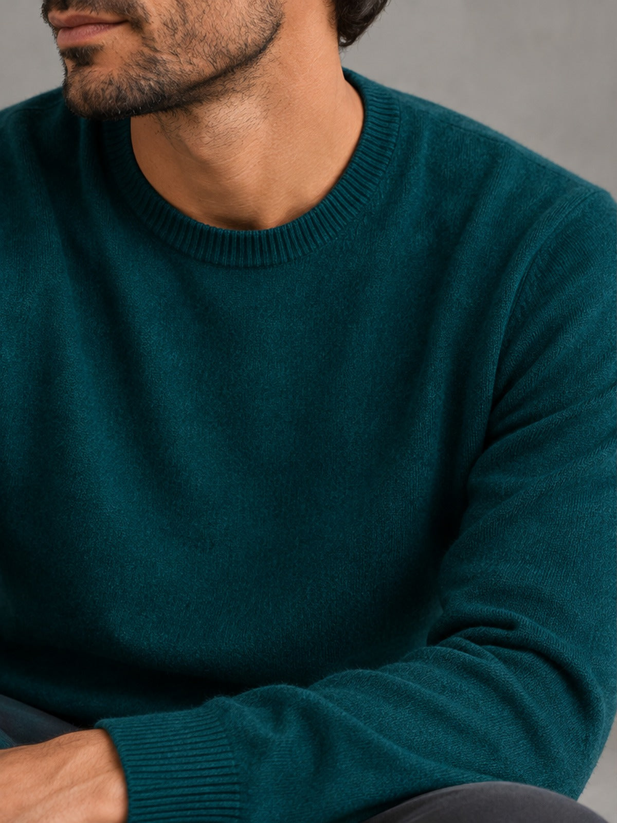 Jersey Elegante Cuello Redondo - Verde petróleo