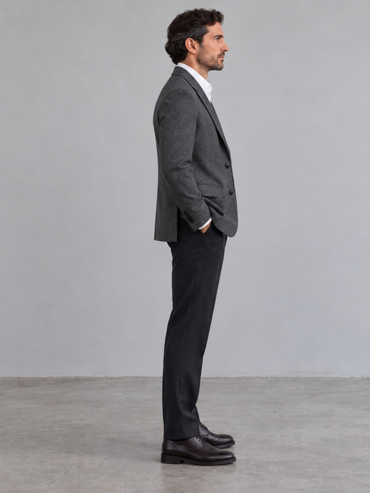 Chaqueta Esencial con Botonadura Sencilla - Gris Oscuro