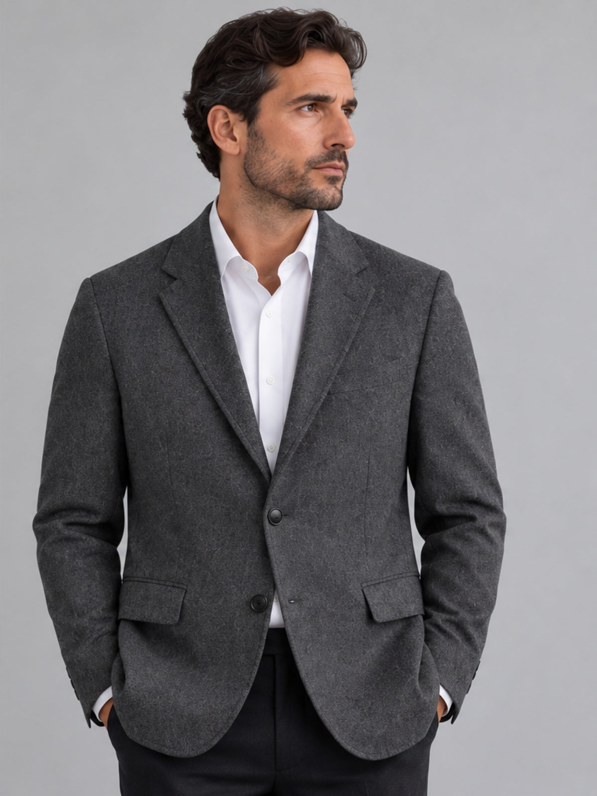 Chaqueta Esencial con Botonadura Sencilla - Gris Oscuro