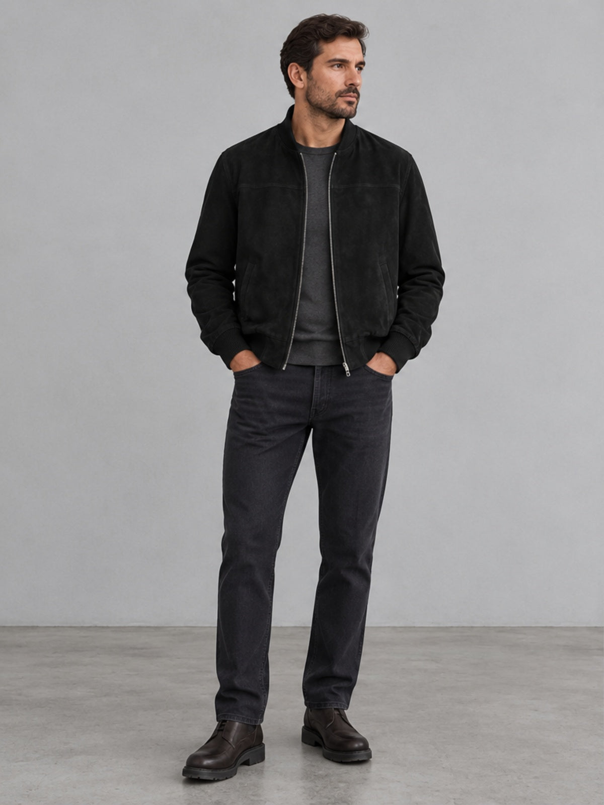 Bomber Elegante con Cuello Alto - Negro