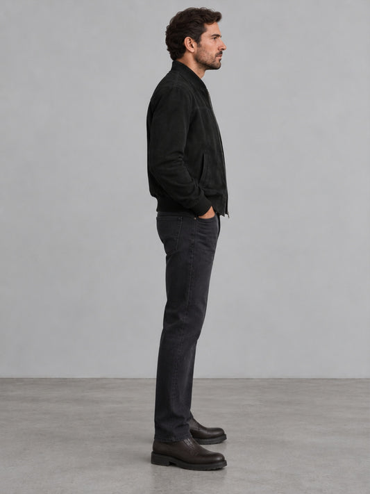 Bomber Elegante con Cuello Alto - Negro