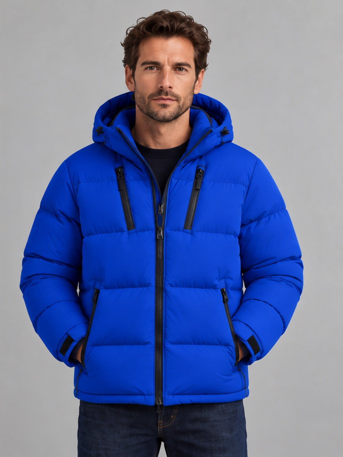Plumífero Esencial con Capucha - Azul
