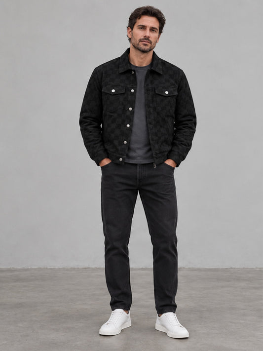 Chaqueta Versátil con Cuadros Tonales - Negro