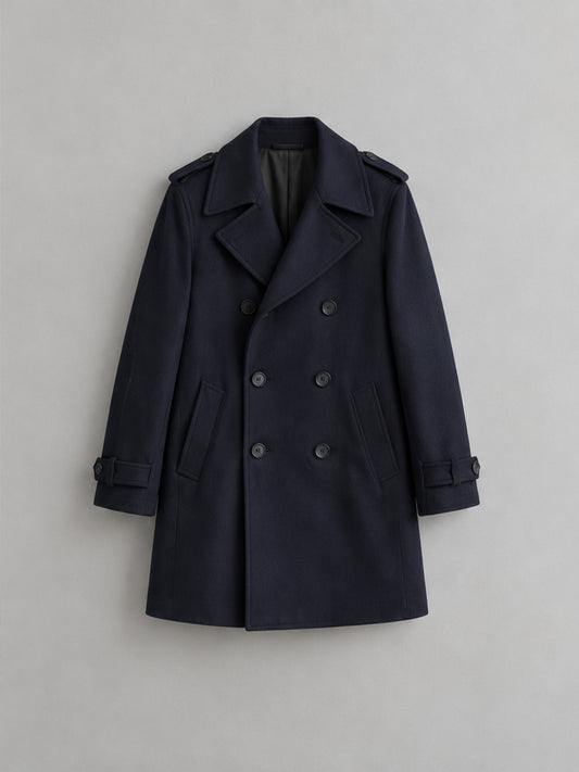 Gabardina Cruzada con Forro Desmontable - Azul Marino