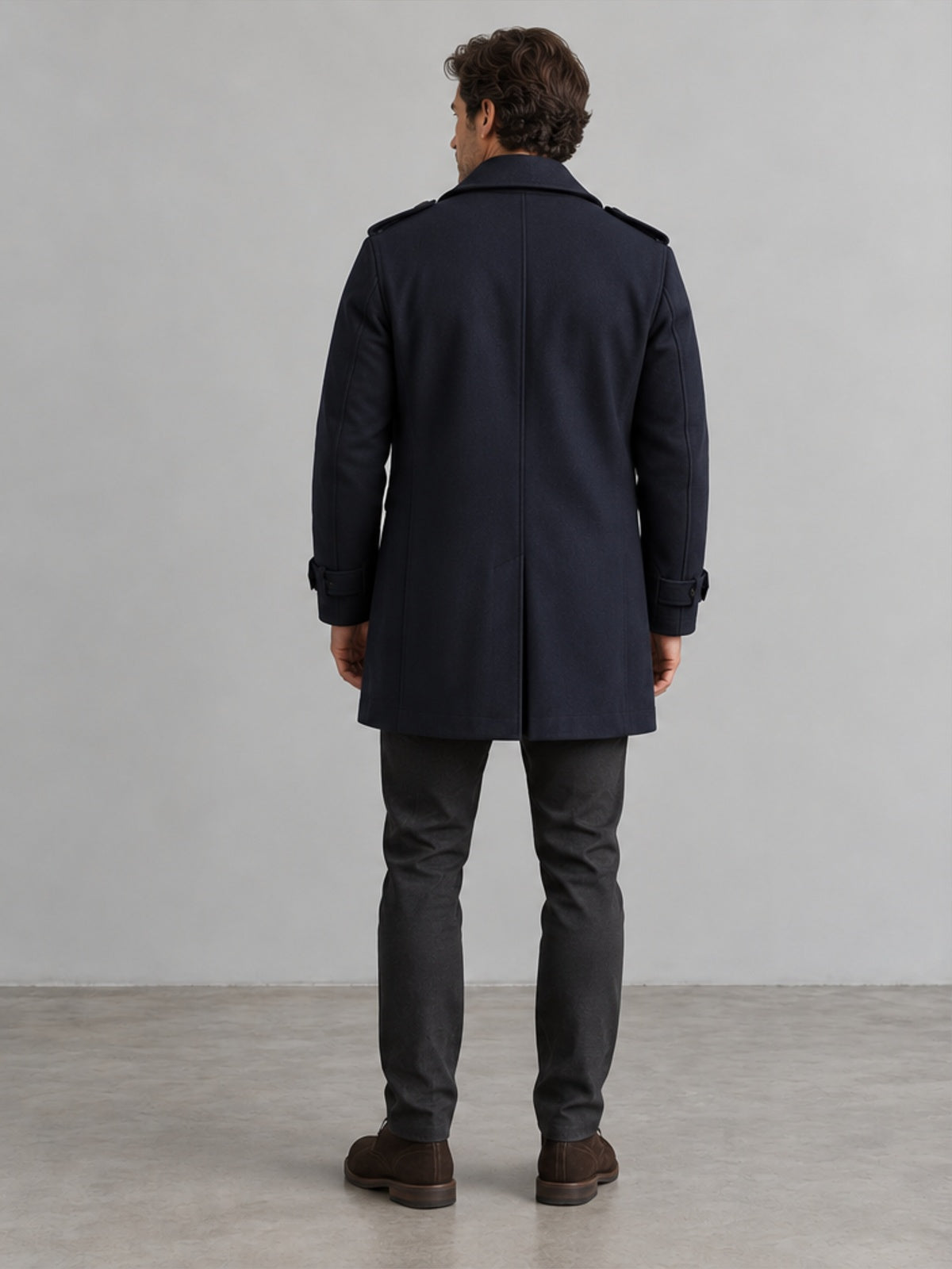 Gabardina Cruzada con Forro Desmontable - Azul Marino