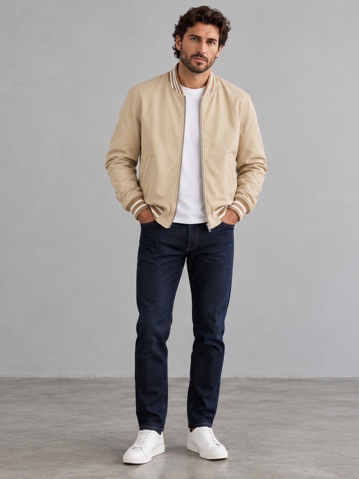 Bomber Elegante Estilo Moto - Beige