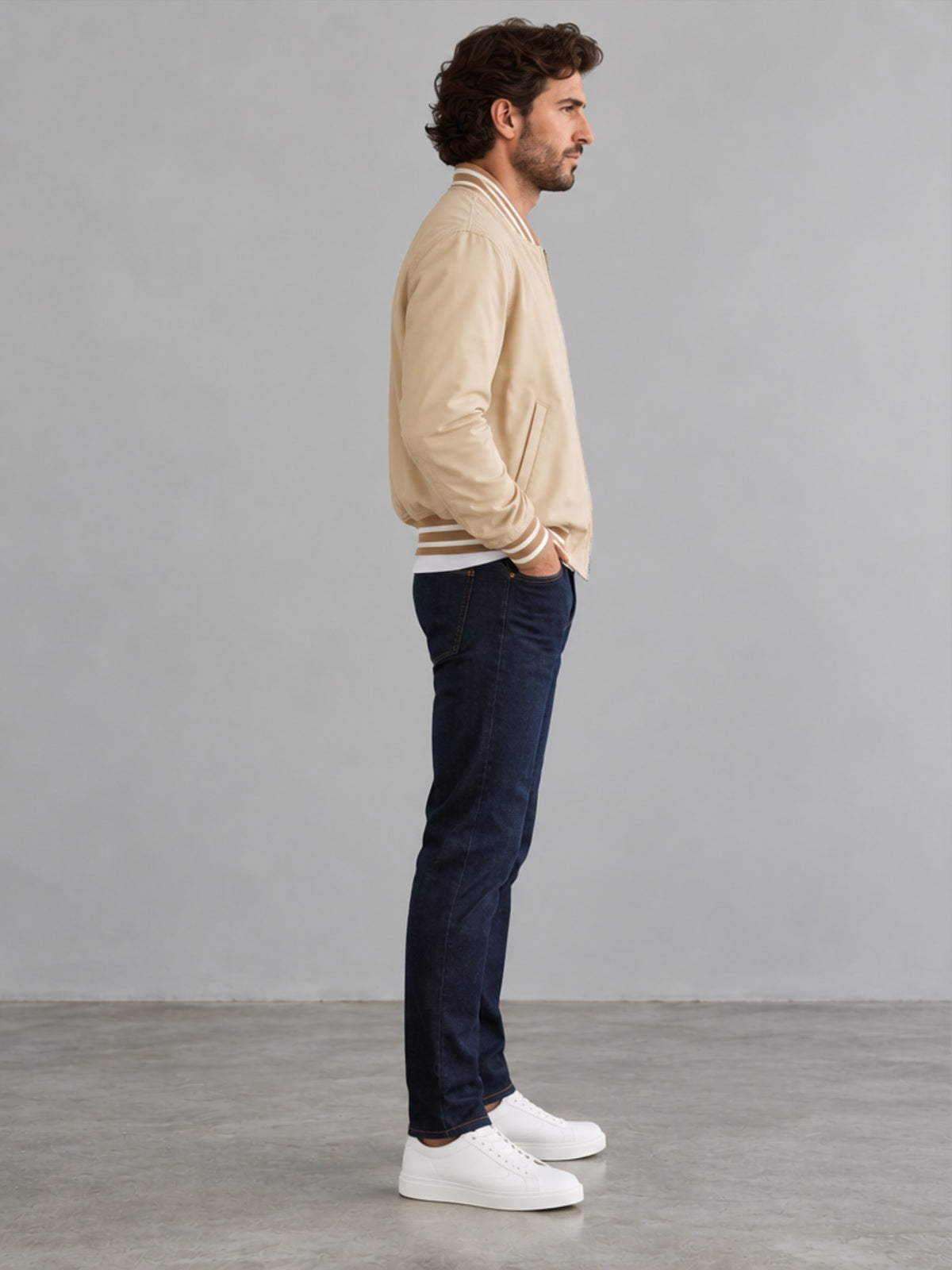 Bomber Elegante Estilo Moto - Beige