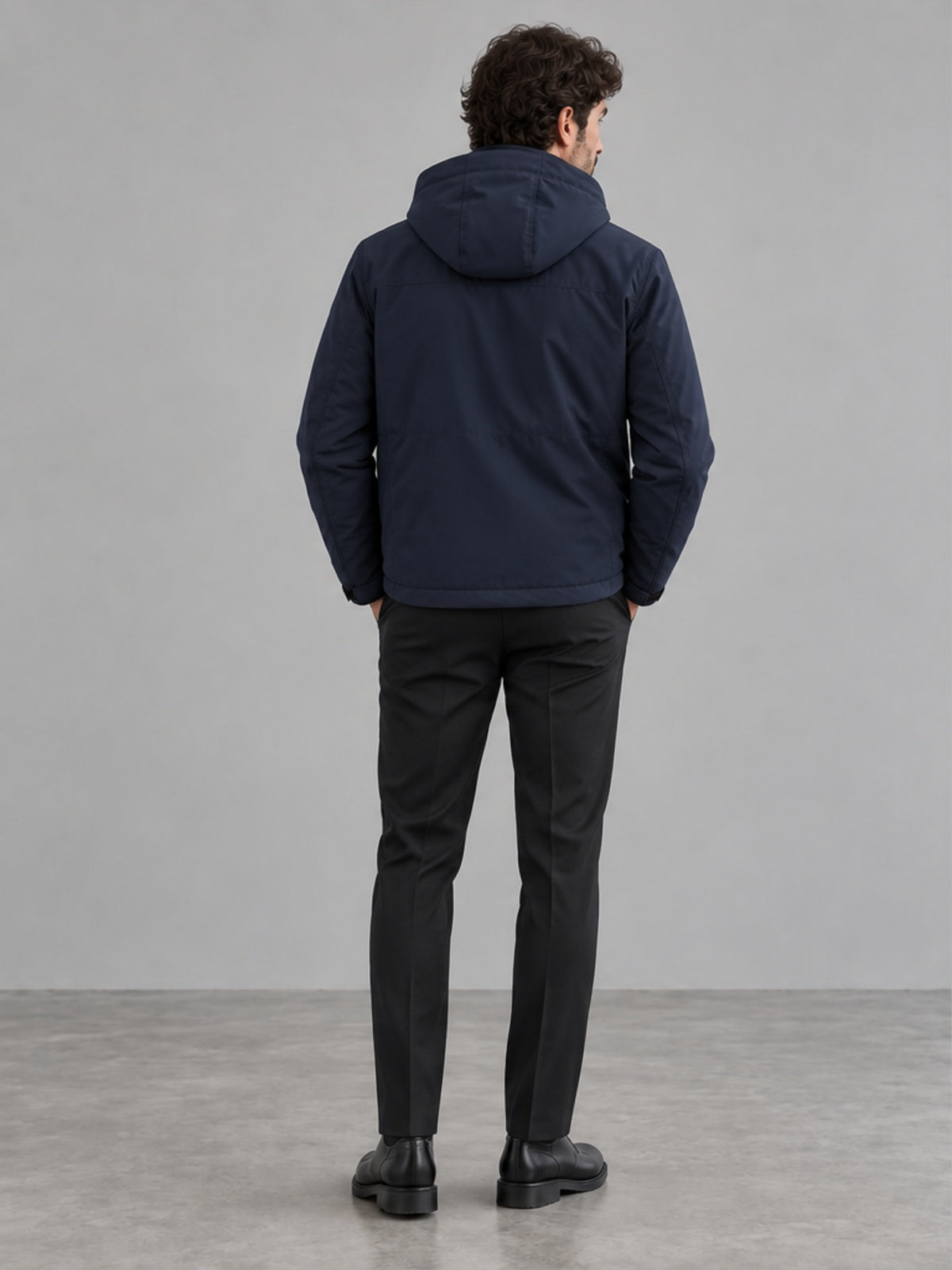 Parka con Capucha y Interior Abrigado - Azul Marino