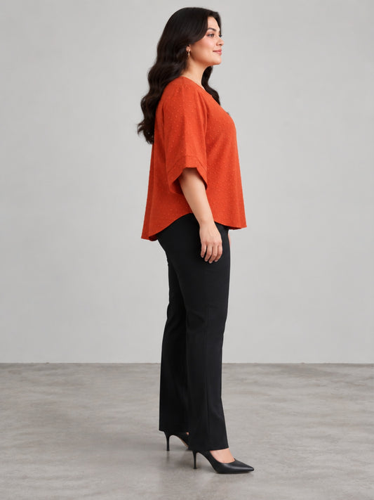 Blusa Texturizada con Manga de Campana - Terracota
