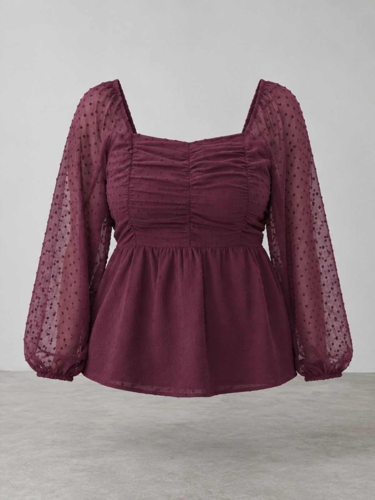 Blusa Fruncida con Espalda Texturizada - Ciruela