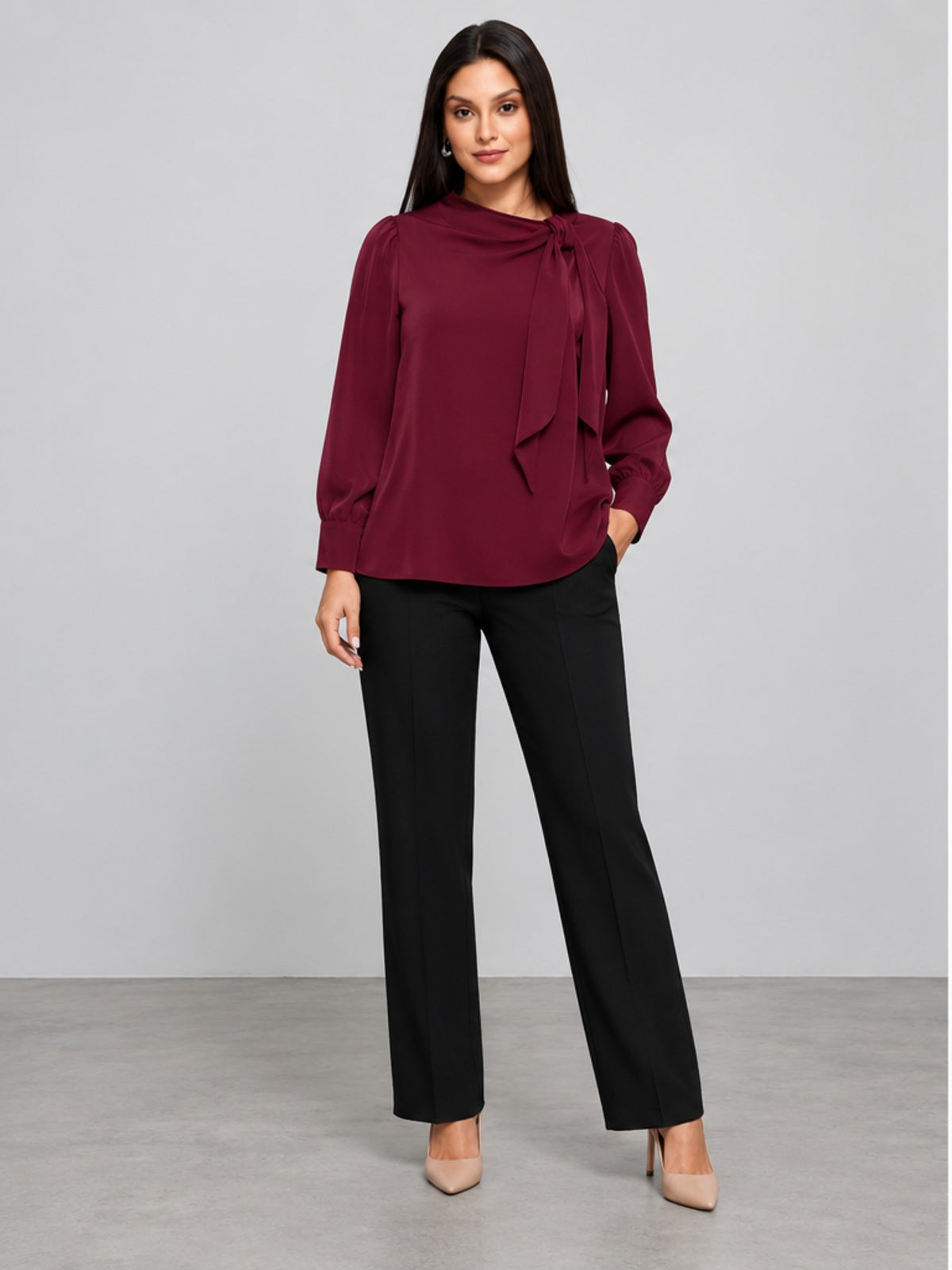 Blusa Versátil con Lazada - Burdeos