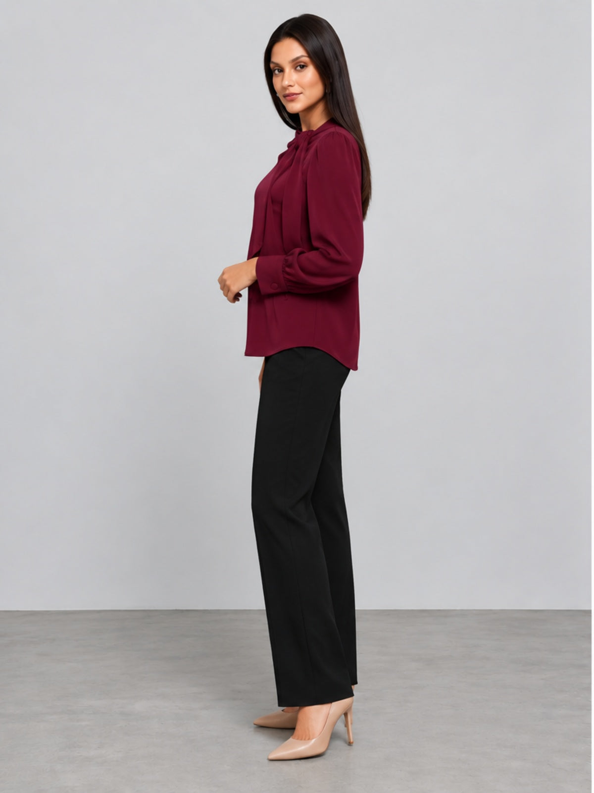Blusa Versátil con Lazada - Burdeos