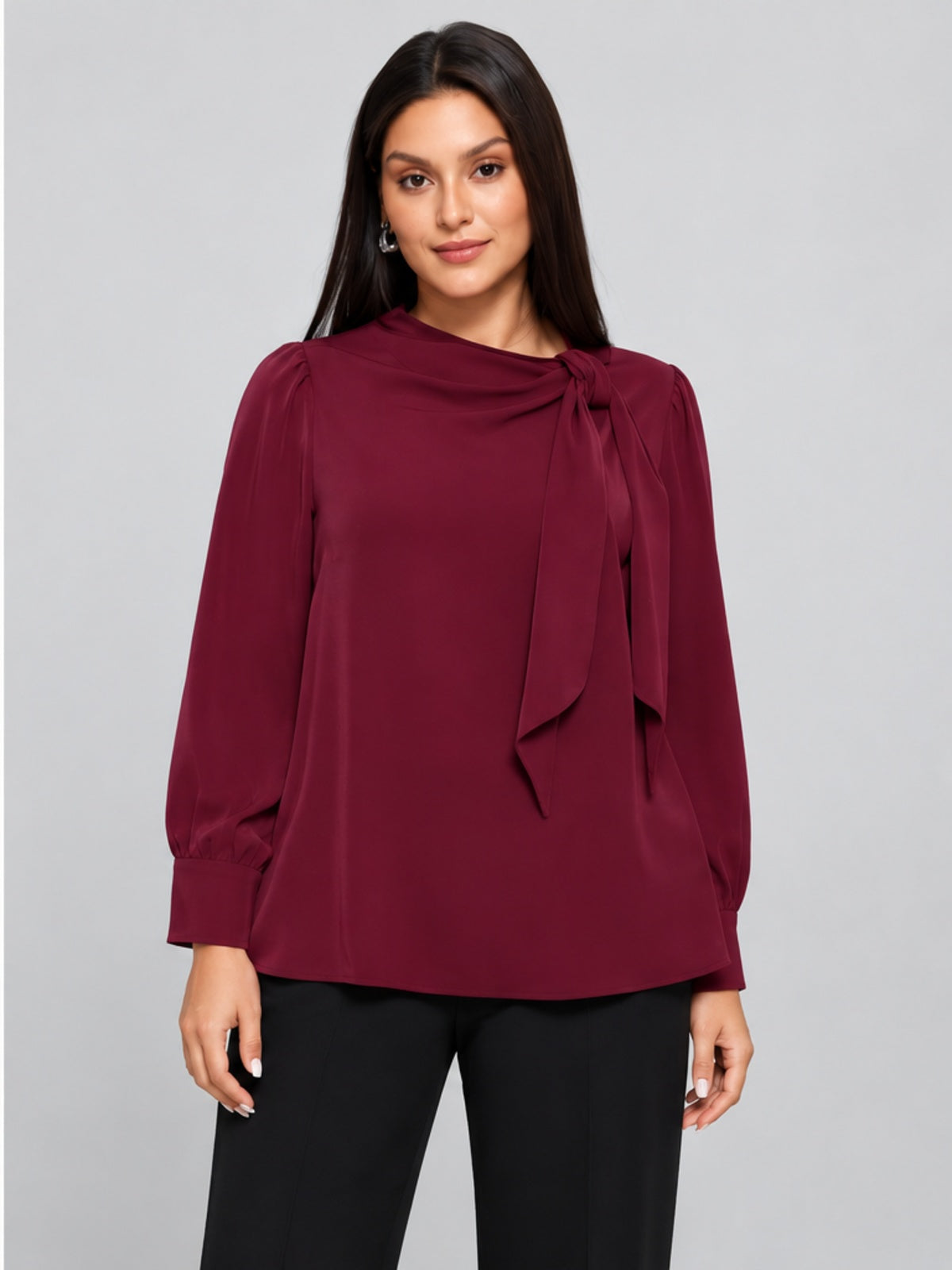 Blusa Versátil con Lazada - Burdeos