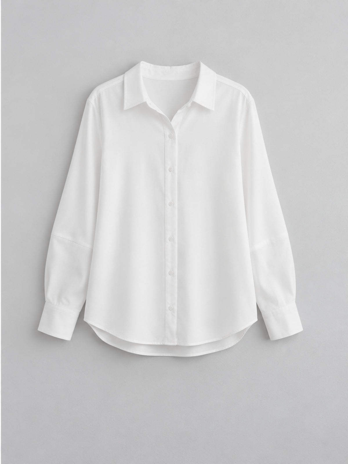 Camisa de Corte Curvo con Botones - Blanco